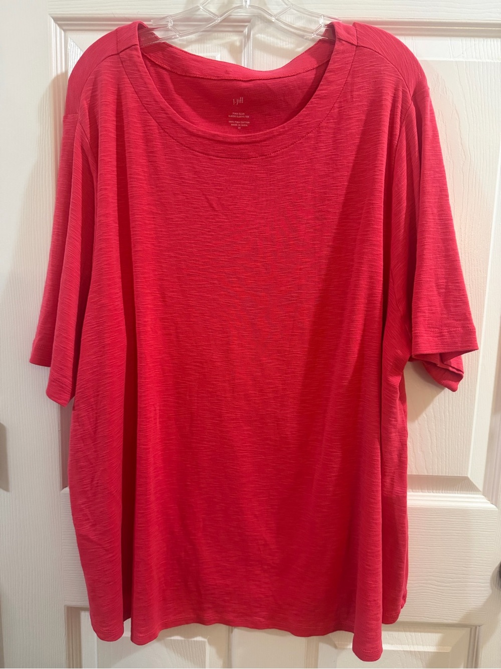J. Jill Pima-Slub Elbow-Sleeve Tee pink Size 3X